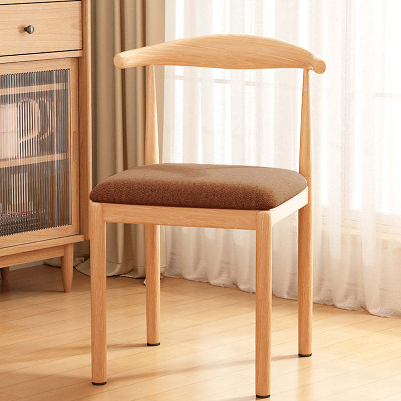 Nordic Wood Fabric Armless Chair — Coffee Color