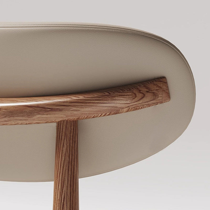 Contemporary Oval Wood Leather Armless Chair