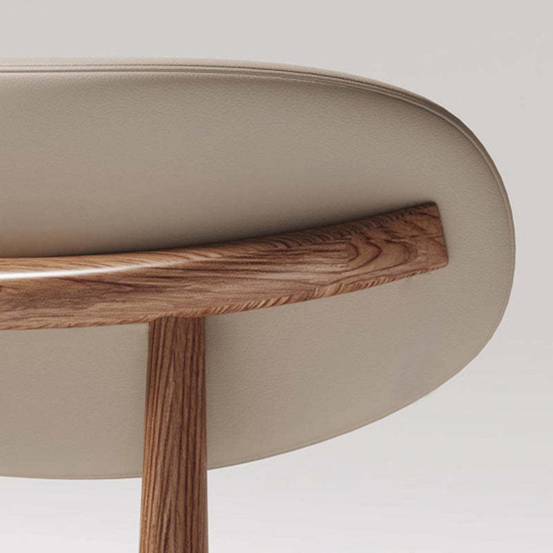 Contemporary Oval Wood Leather Armless Chair