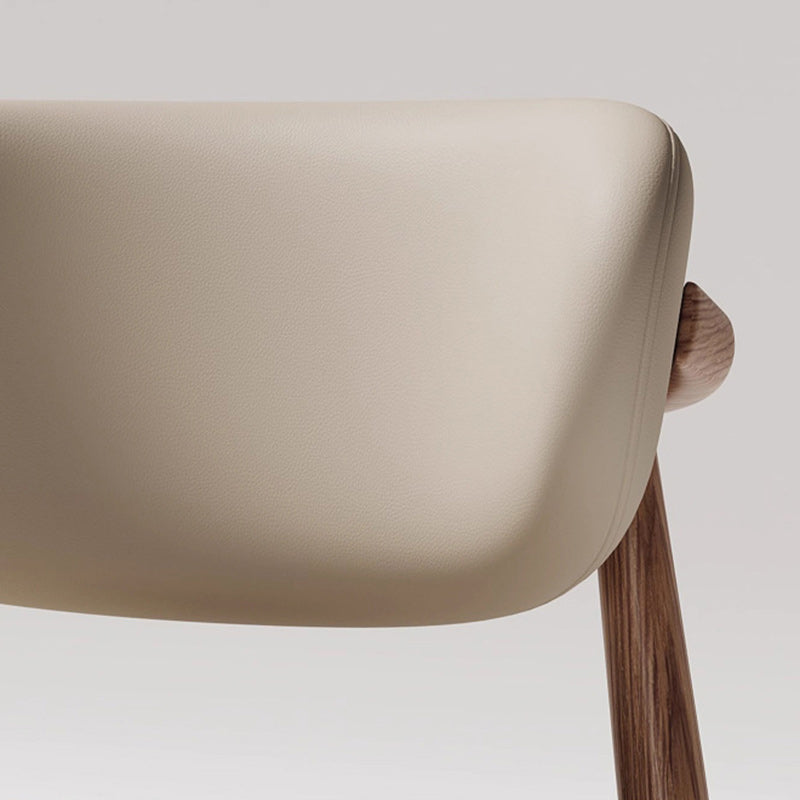 Contemporary Oval Wood Leather Armless Chair