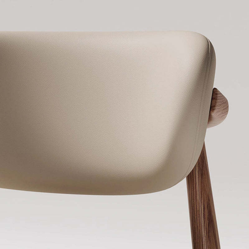 Contemporary Oval Wood Leather Armless Chair