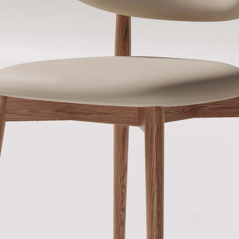 Contemporary Oval Wood Leather Armless Chair
