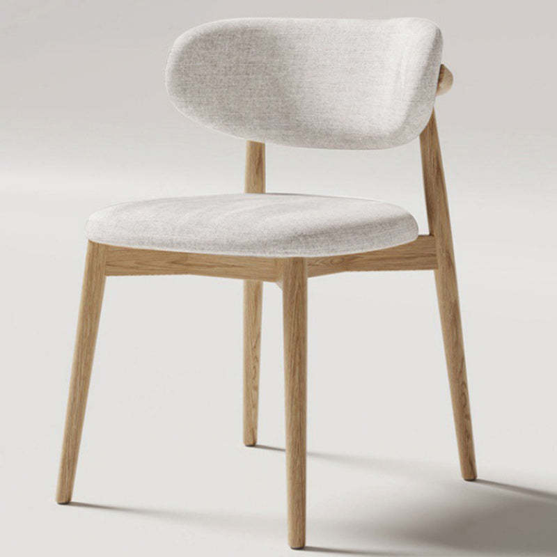 Contemporary Oval Wood Leather Armless Chair — Fabric / White