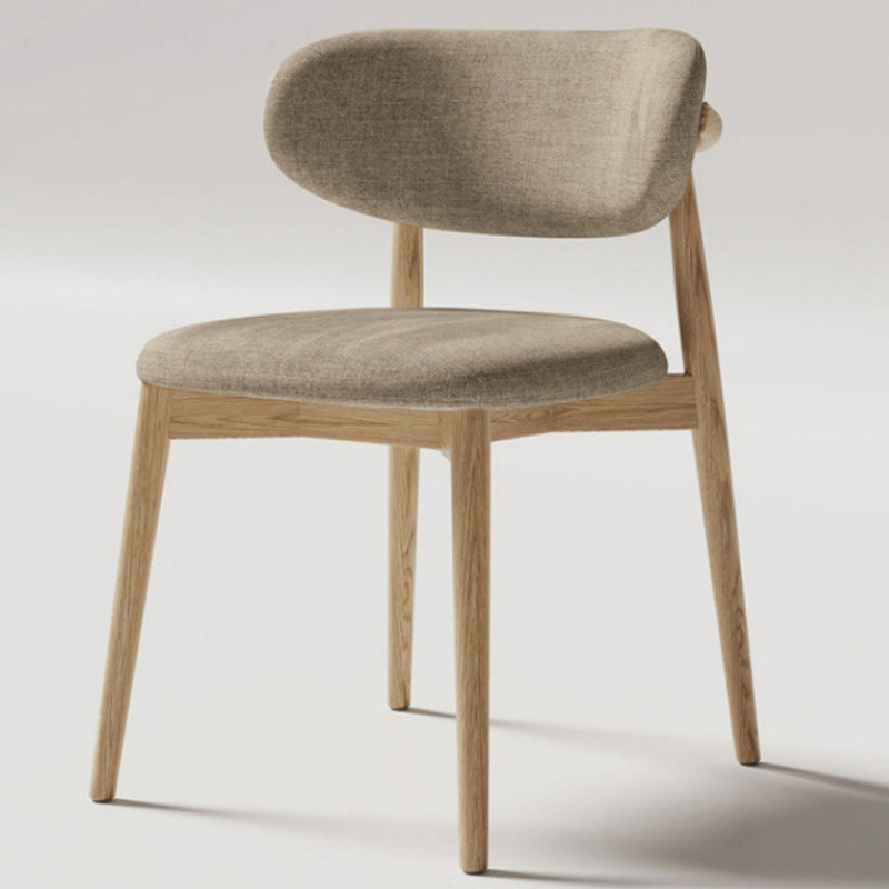 Contemporary Oval Wood Leather Armless Chair — Fabric / Khaki