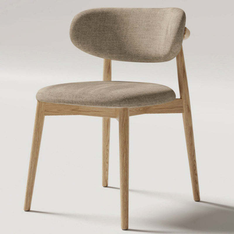 Contemporary Oval Wood Leather Armless Chair — Fabric / Khaki