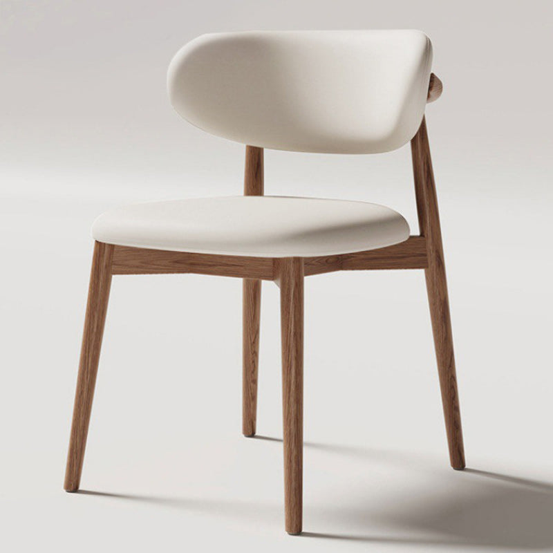 Contemporary Oval Wood Leather Armless Chair — Leather / White