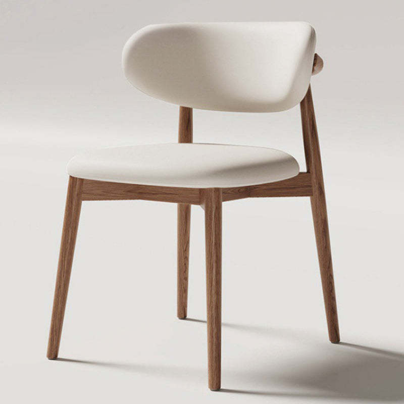 Contemporary Oval Wood Leather Armless Chair — Leather / White