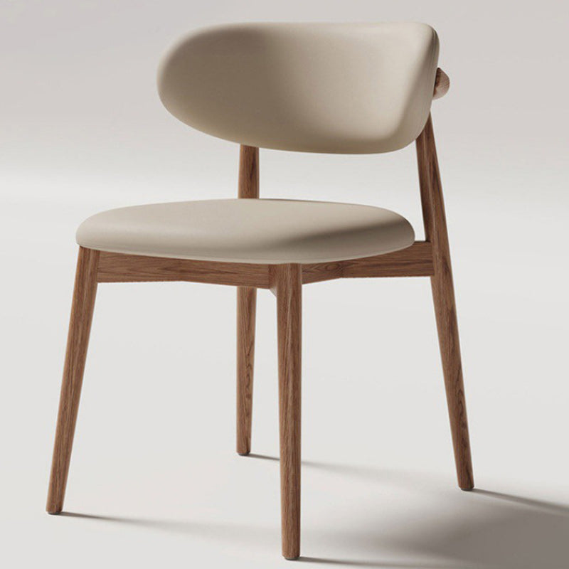 Contemporary Oval Wood Leather Armless Chair