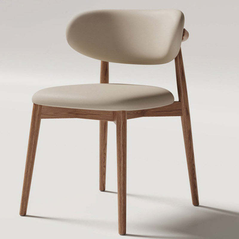 Contemporary Oval Wood Leather Armless Chair