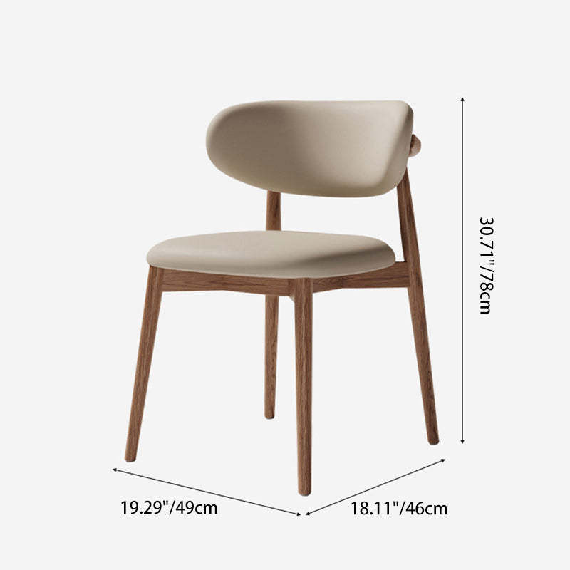 Contemporary Oval Wood Leather Armless Chair — Leather / Khaki