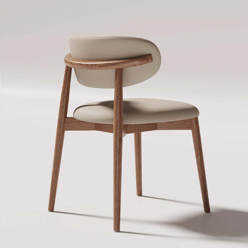 Contemporary Oval Wood Leather Armless Chair