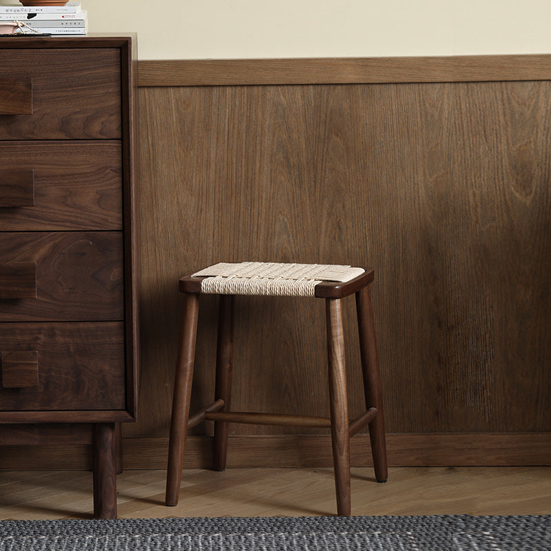 Scandinavian Wood Rope Armless Chair