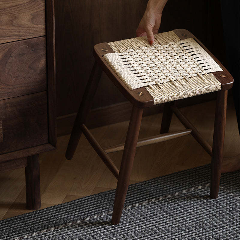 Scandinavian Wood Rope Armless Chair