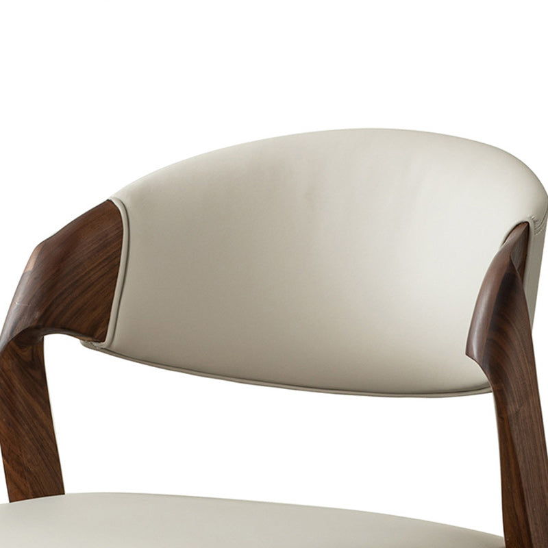 Nordic Wood Leather Armless Chair