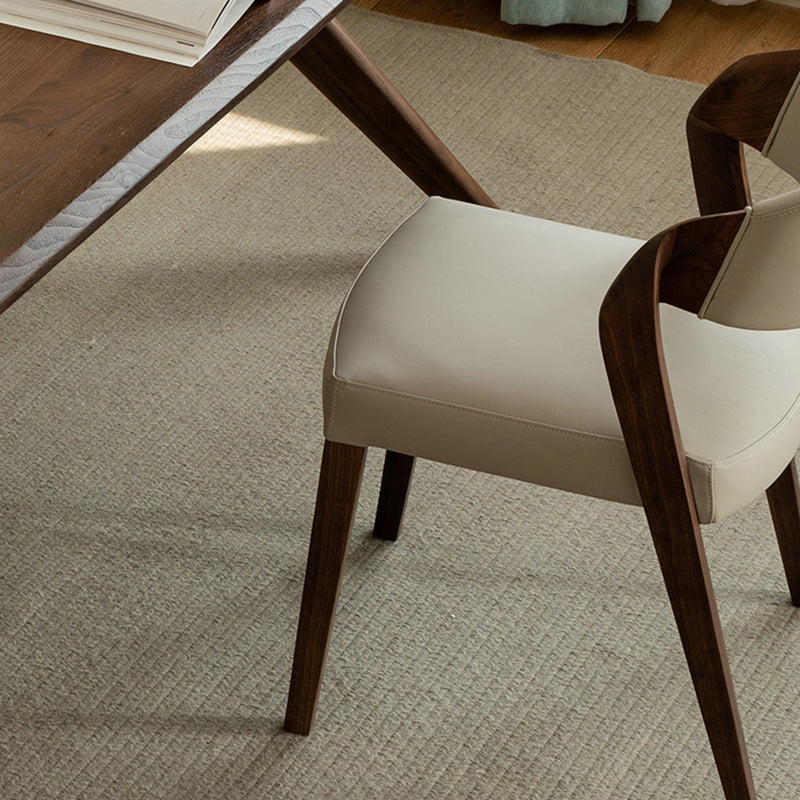 Nordic Wood Leather Armless Chair