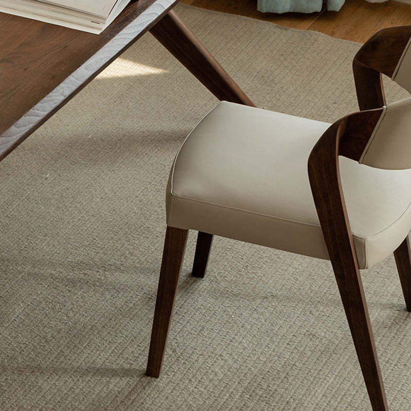 Nordic Wood Leather Armless Chair