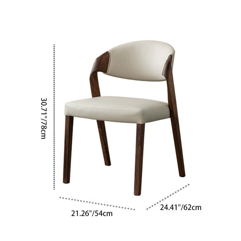 Nordic Wood Leather Armless Chair
