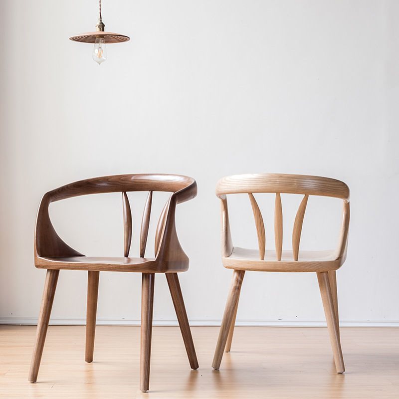 Nordic Oval Wood Chair with Armrest