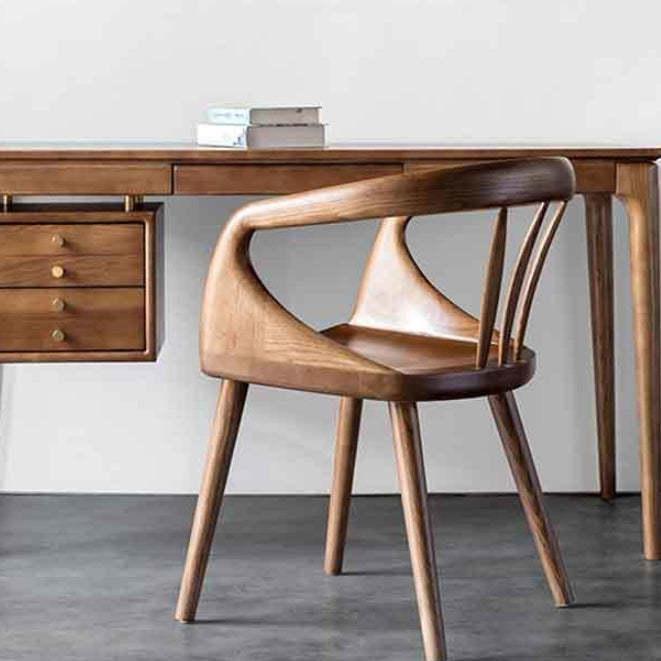 Nordic Oval Wood Chair with Armrest
