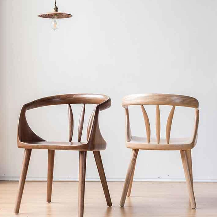 Nordic Oval Wood Chair with Armrest