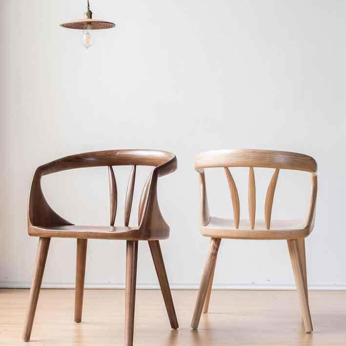 Nordic Oval Wood Chair with Armrest