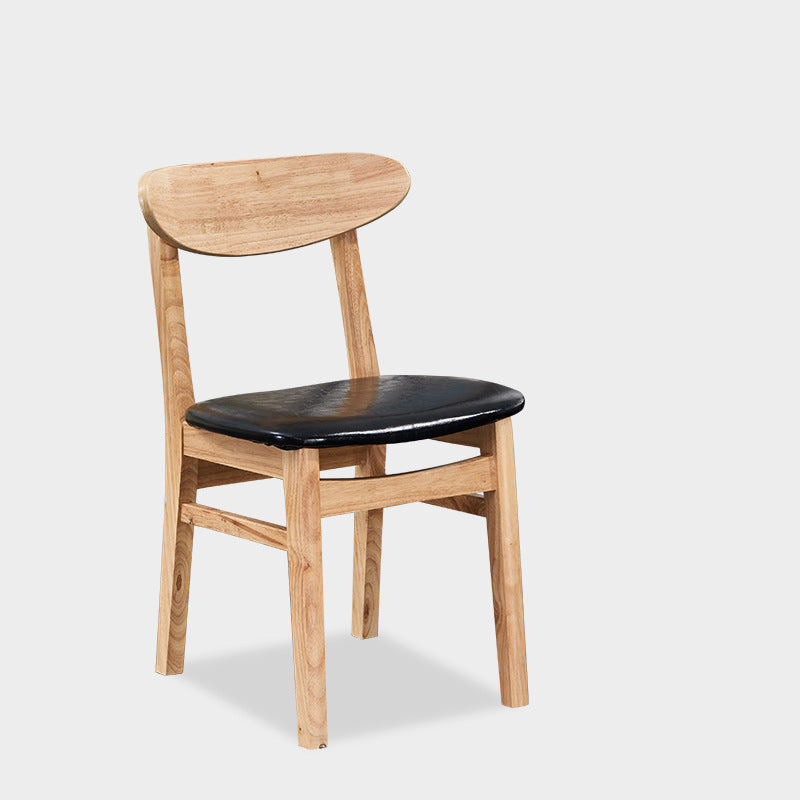 Nordic Wood Leather Armless Chair
