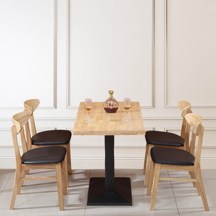 Nordic Wood Leather Armless Chair