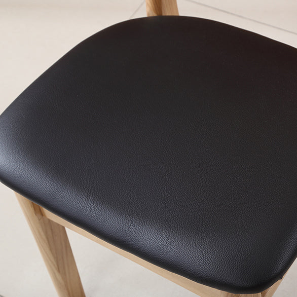 Nordic Wood Leather Armless Chair