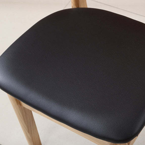 Nordic Wood Leather Armless Chair