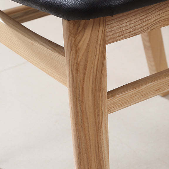 Nordic Wood Leather Armless Chair