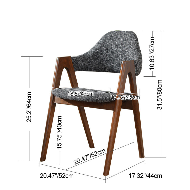 Contemporary Oval Wood Fabric Armless Chair