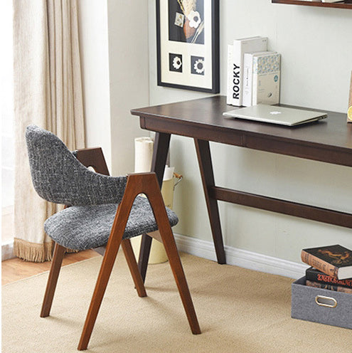 Contemporary Oval Wood Fabric Armless Chair