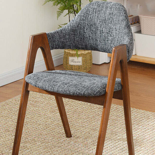 Contemporary Oval Wood Fabric Armless Chair