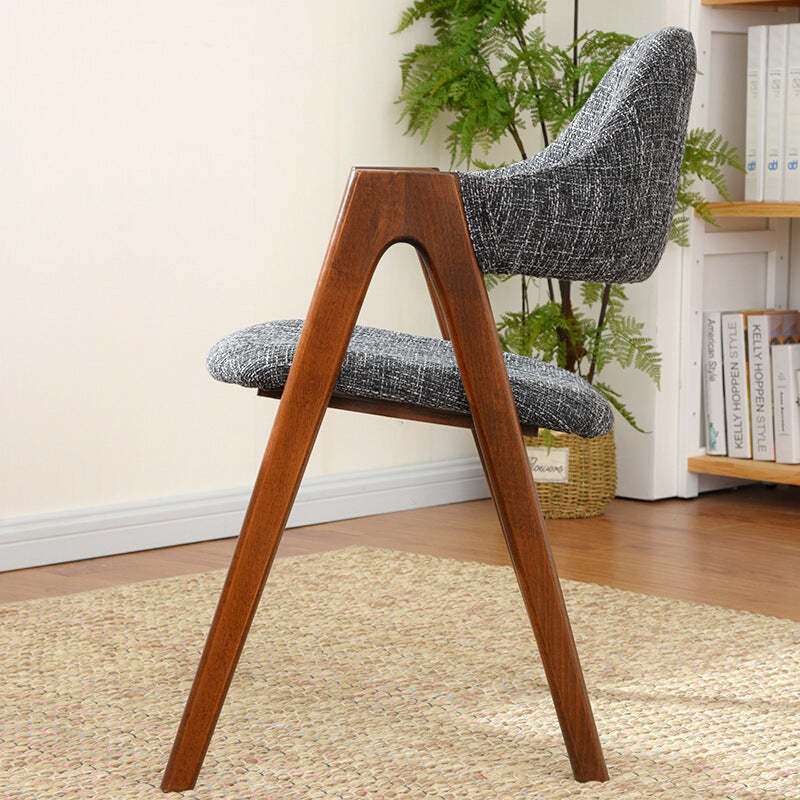 Contemporary Oval Wood Fabric Armless Chair