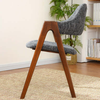 Contemporary Oval Wood Fabric Armless Chair