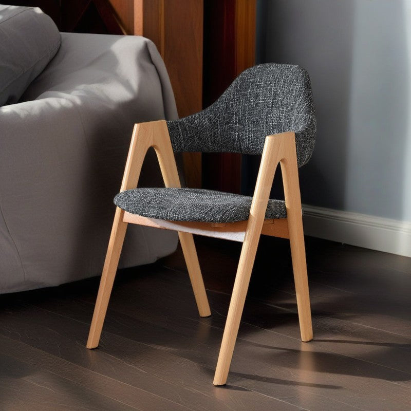 Contemporary Oval Wood Fabric Armless Chair