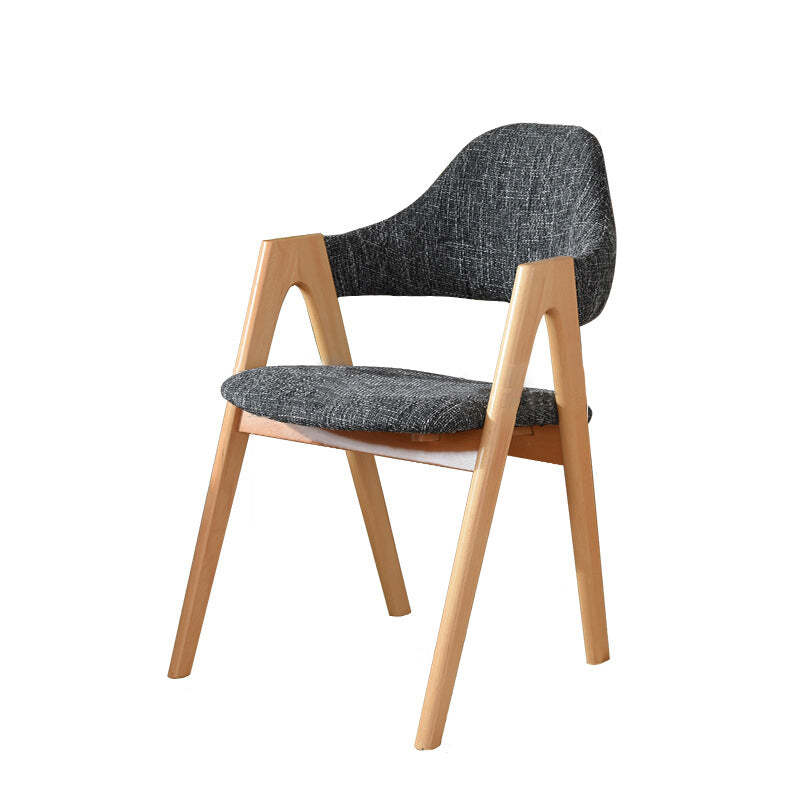 Contemporary Oval Wood Fabric Armless Chair