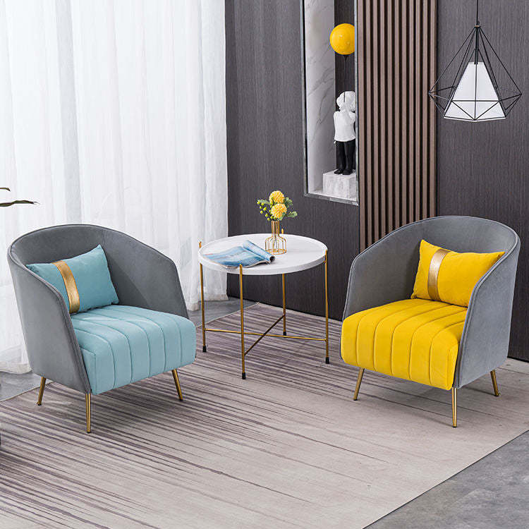 Transitional Oval Iron Fabric Chair