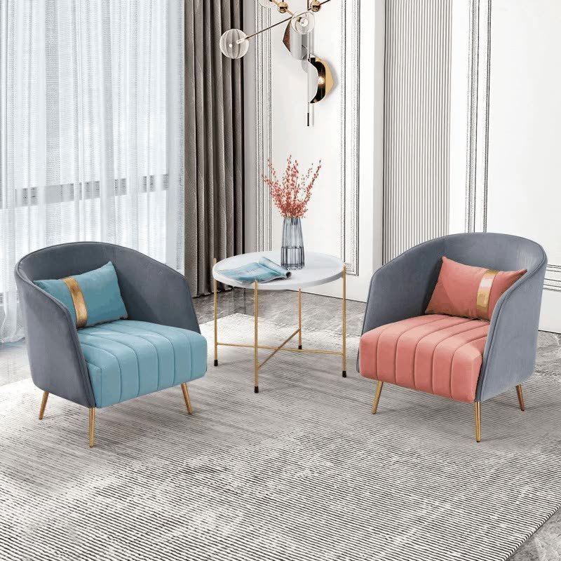 Transitional Oval Iron Fabric Chair