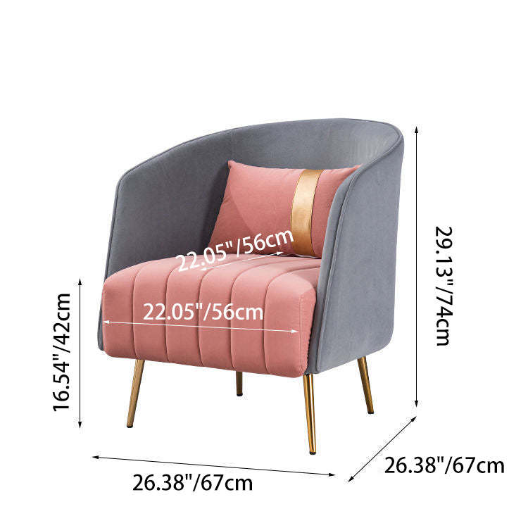 Transitional Oval Iron Fabric Chair — Orange