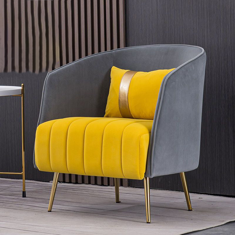 Transitional Oval Iron Fabric Chair