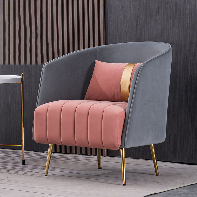 Transitional Oval Iron Fabric Chair — Pink