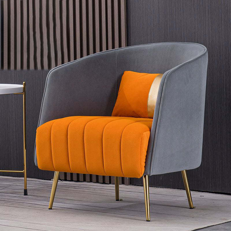 Transitional Oval Iron Fabric Chair