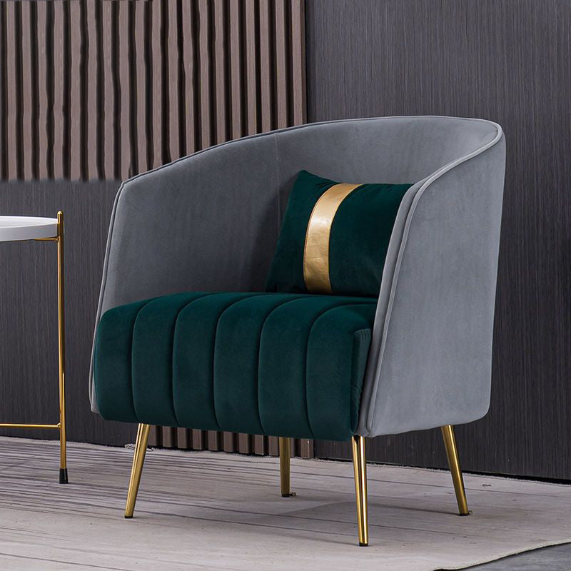 Transitional Oval Iron Fabric Chair
