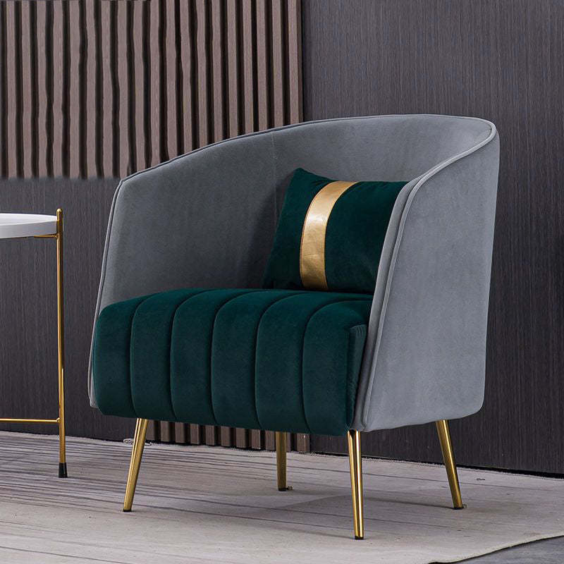 Transitional Oval Iron Fabric Chair
