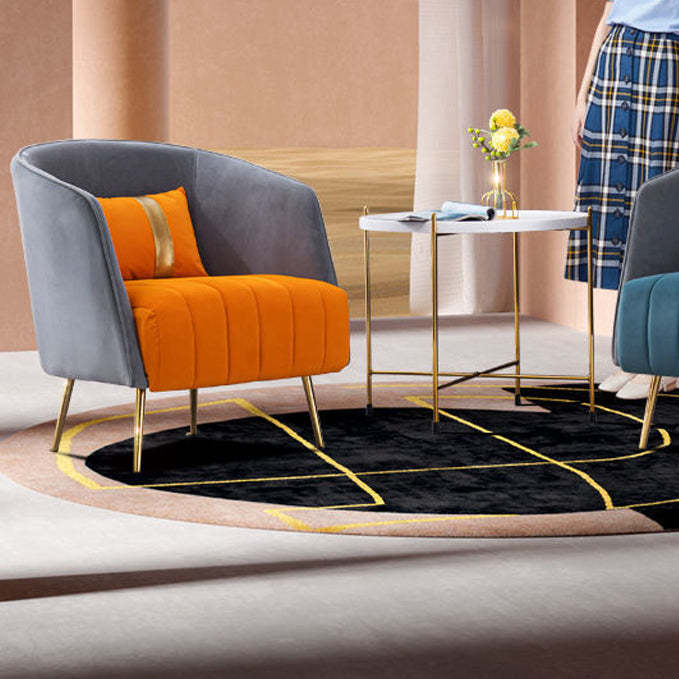 Transitional Oval Iron Fabric Chair