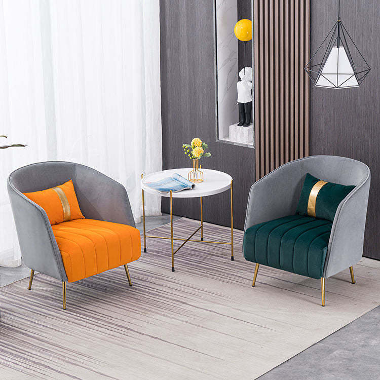 Transitional Oval Iron Fabric Chair