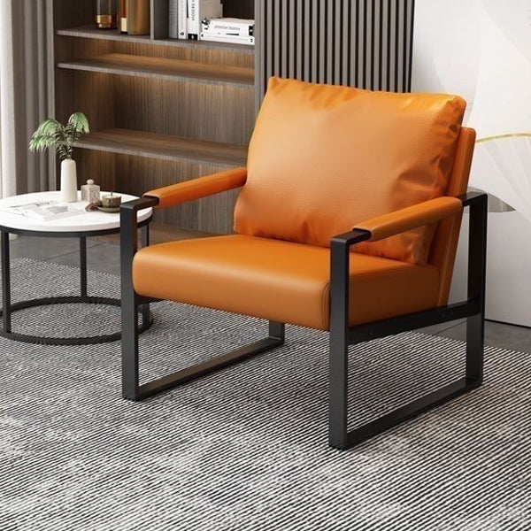 Minimalist Iron Leather Accent Chair — White