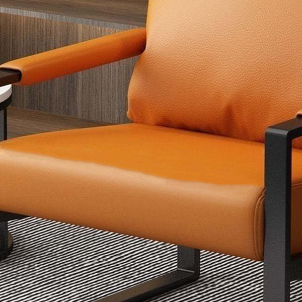 Minimalist Iron Leather Accent Chair — Gray