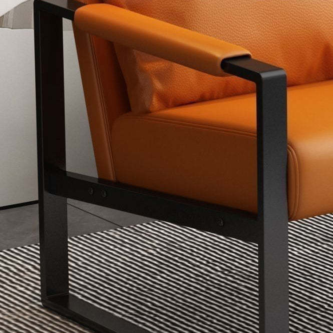 Minimalist Iron Leather Accent Chair — Green
